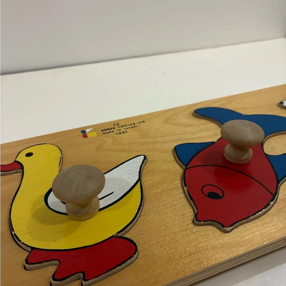 Easter Ducky Puzzle Animal Wooden Knob Puzzle  farm pet animals Toddler Puzzle
